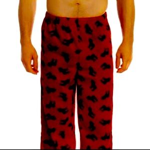 Men's Maroon Moose Print Fleece Pajama Pants